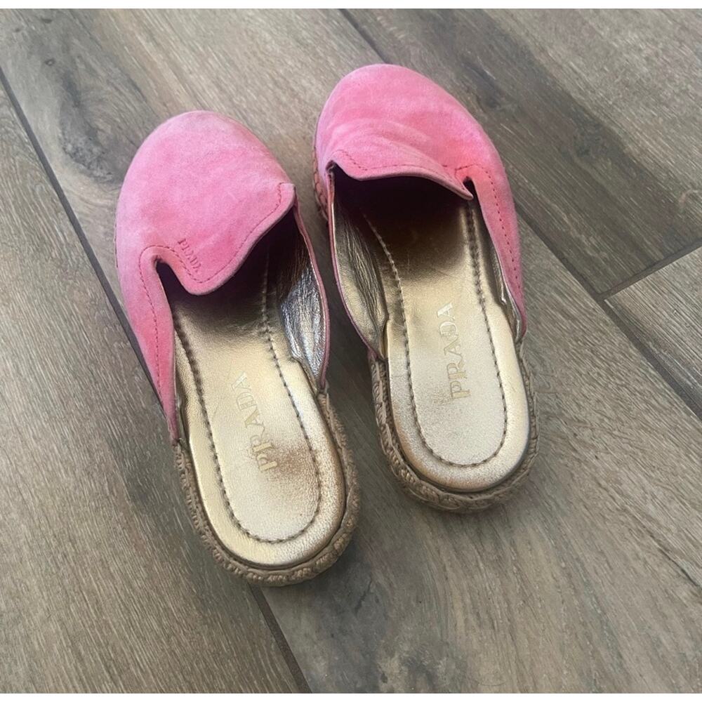 Prada pink suede leather slip on espadrilles size 5 35 - Picture 5 of 7